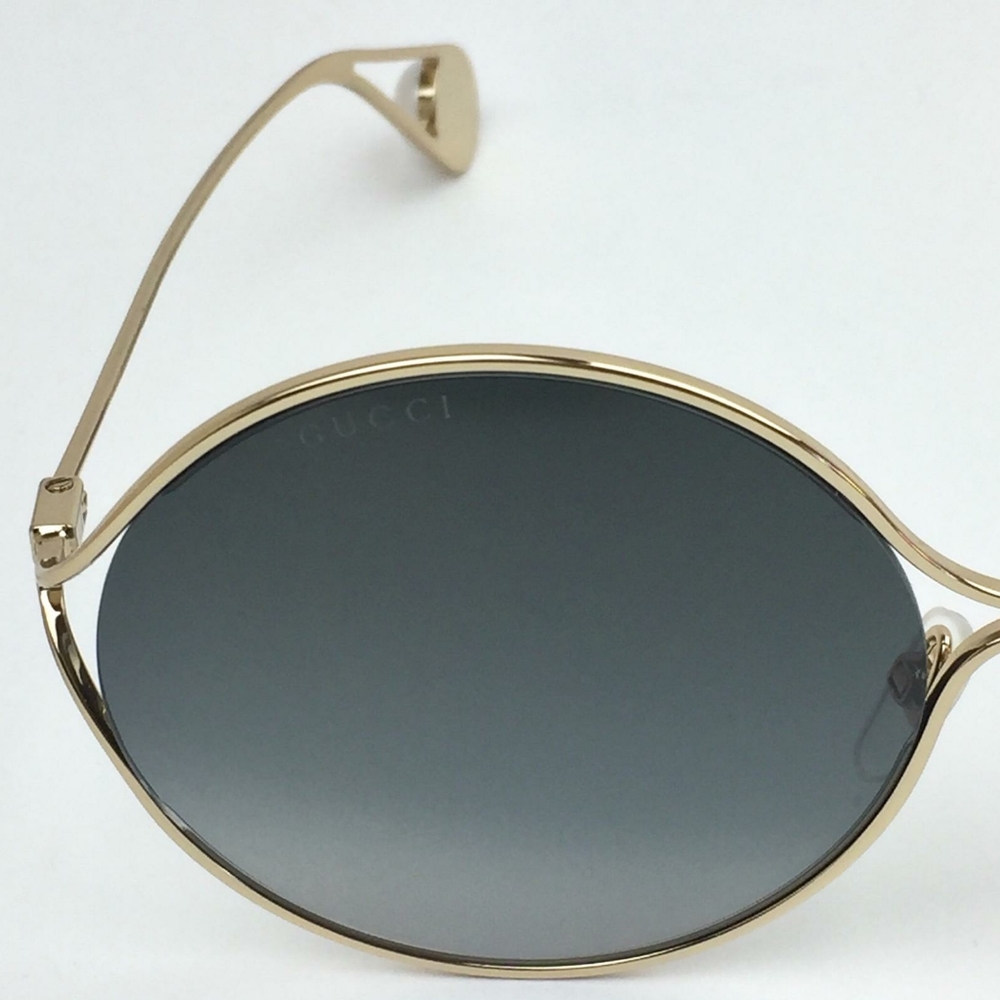 Gucci Gold Frame Round Sunglasses with Gray Gradient Lenses - Picture 13 of 16